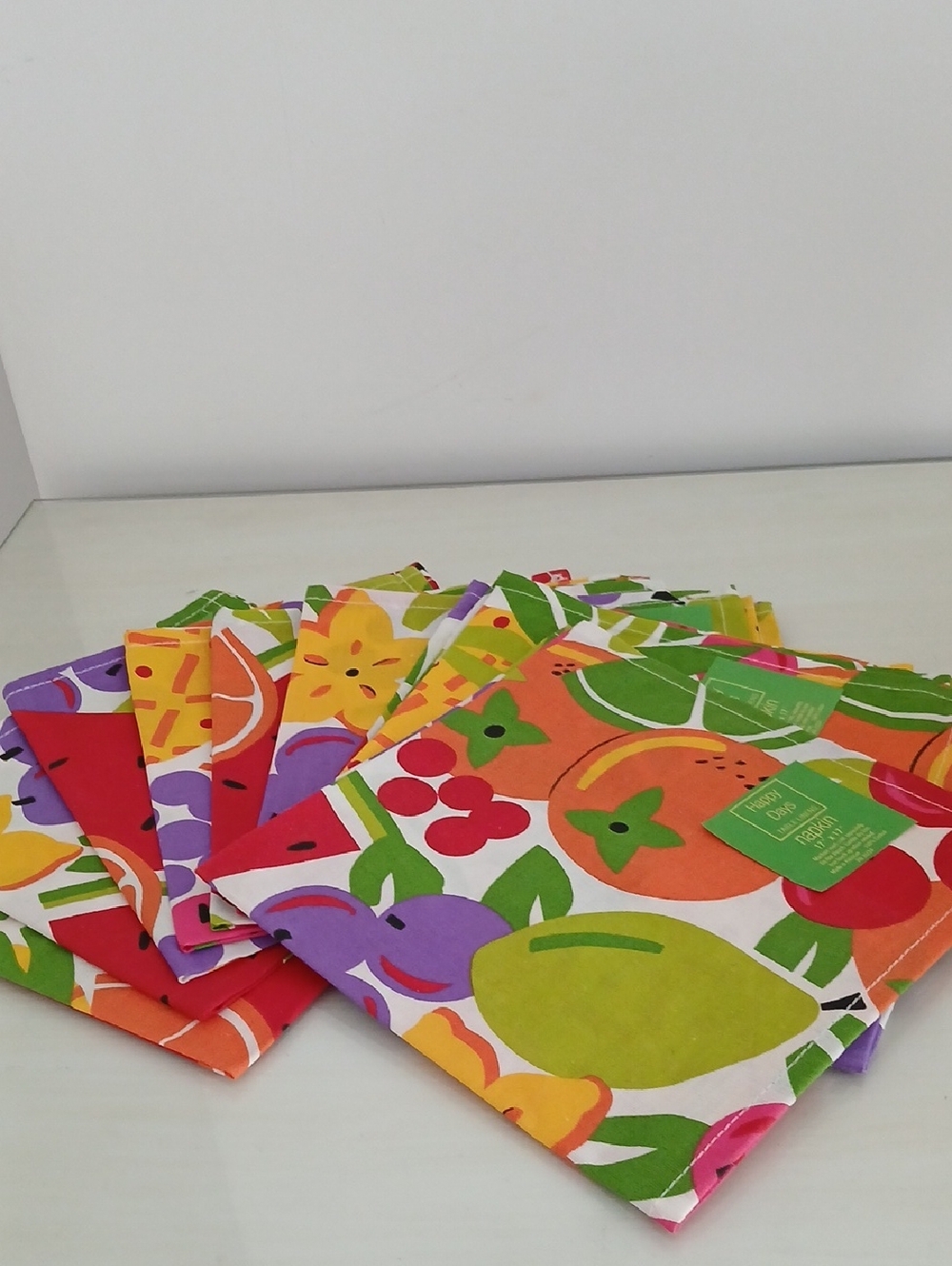 Happy Days AMBROSIA 100% Cotton Dinner Napkins 17x17" Set of 9 Kohls NWT Fruit